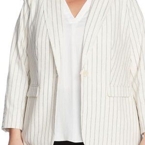 Vince Camuto Ivory Navy Striped Blazer Jacket